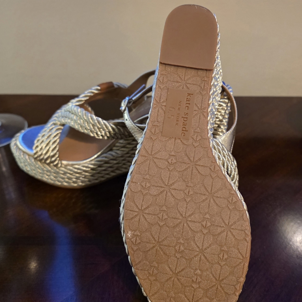 Kate Spade Metallic Gold Braided Sandals New In Box - Picture 4 of 4